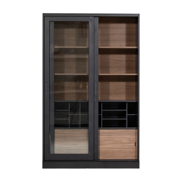 Vitrína z borovicového dřeva s posuvnými dveřmi v černo-přírodní barvě 125x200 cm James – WOOOD-image-3