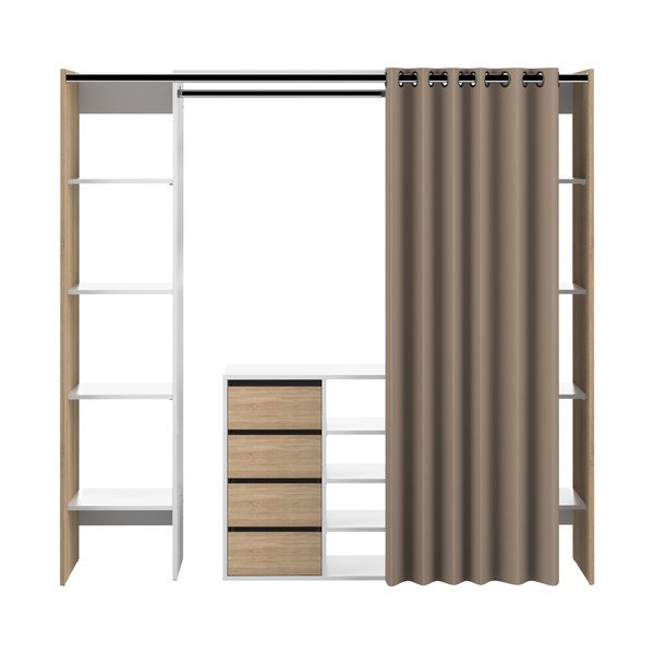 Bílo-hnědá šatní skříň 185x182 cm Tom - TemaHome