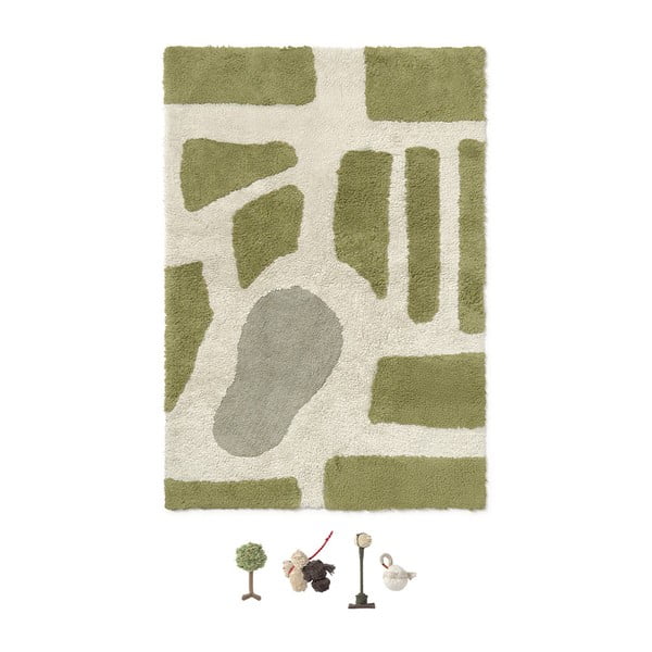 Zelený/krémový bavlněný dětský hrací koberec 90x130 cm Hyde Park – Lorena Canals