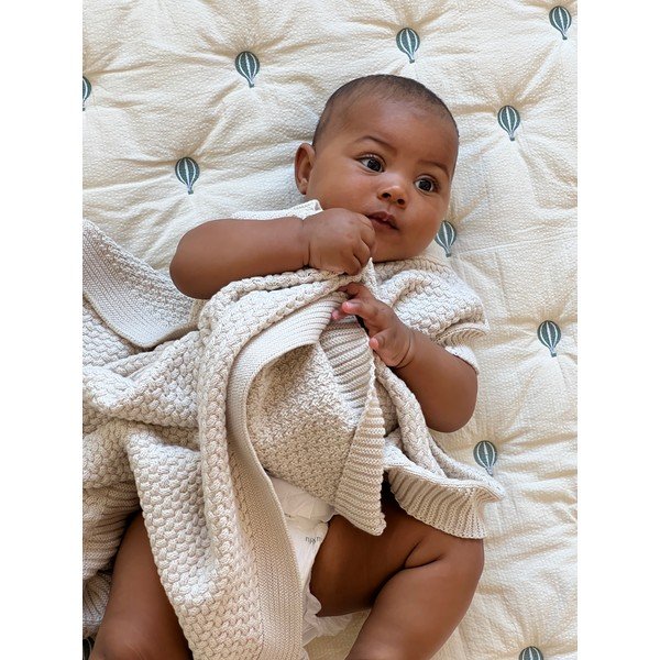 Světle žlutá/modrá prošívaná dětská deka z Bio bavlny 90x120 cm Balloon – Cam Cam Copenhagen-image-2