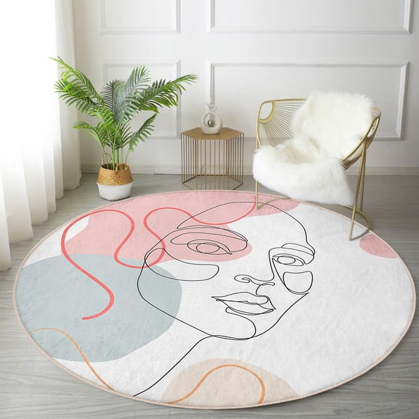 Bílý pratelný kulatý koberec vhodný pro robotické vysavače ø 120 cm Comfort – Mila Home-image-1