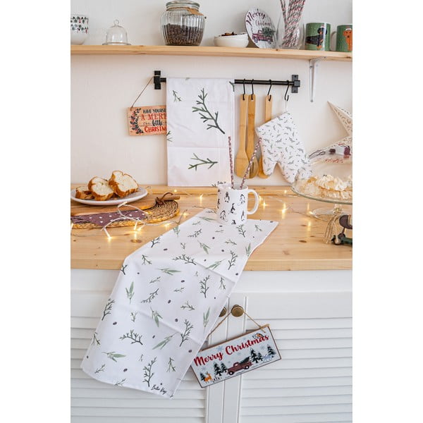 Bavlněné utěrky s vánočním motivem v sadě 2 ks 50x70 cm Delicate Green – Butter Kings-image-1