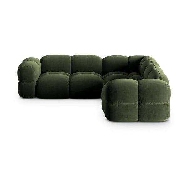 Zelená sametová rohová pohovka Loretto – Cosmopolitan Design