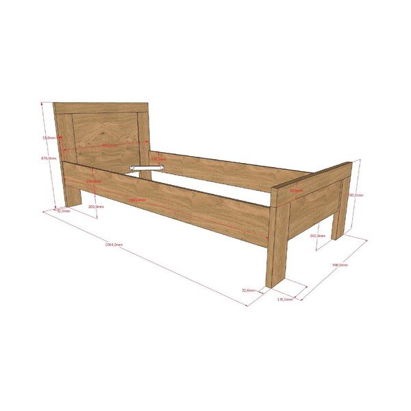 Dětská postel bez roštu v přírodní barvě 90x200 cm Sam – Vipack-image-2