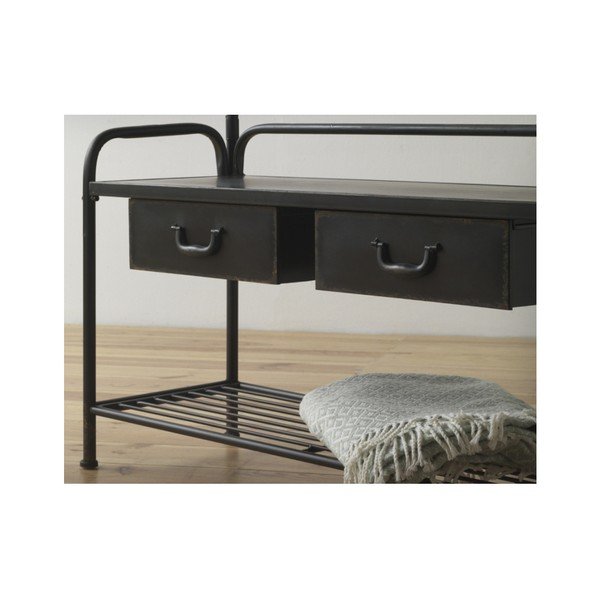 Černý kovový věšák s lavicí a botníkem Geese Gerome-image-2