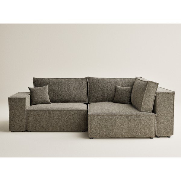 Hnědá žinylková rozkládací/s úložným prostorem rohová pohovka (pravý roh/do L) Tonga – Maison de Rêve-image-2