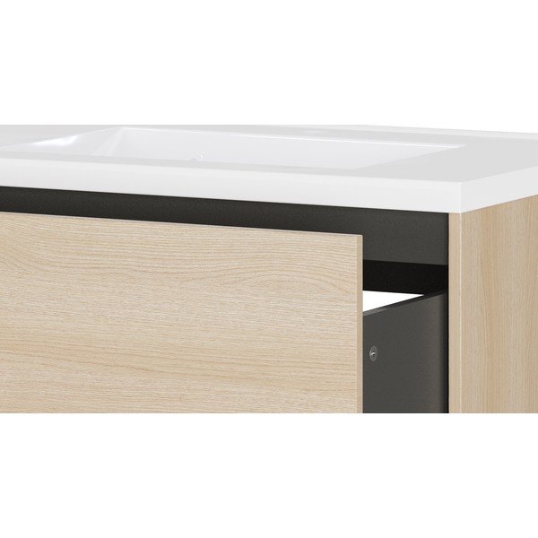 Závěsná skříňka pod umyvadlo v dekoru dubu v přírodní barvě 81x61 cm Bodera – Germania-image-4