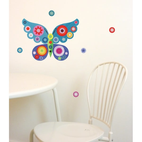 Znovu snímatelná samolepka Butterfly Mini Blue, 30x21 cm