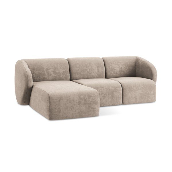 Světle hnědá žinylková rohová pohovka (levý roh/s lenoškou) Lani – Makamii-image-4