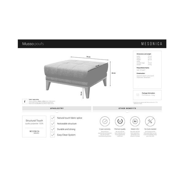 Šedá podnožka MESONICA Musso Tufted-image-3