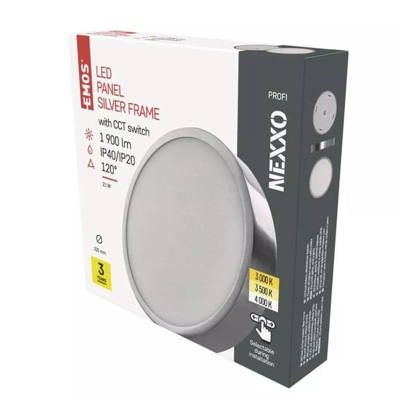 LED stropní svítidlo v leskle stříbrné barvě Nexxo – EMOS-image-1