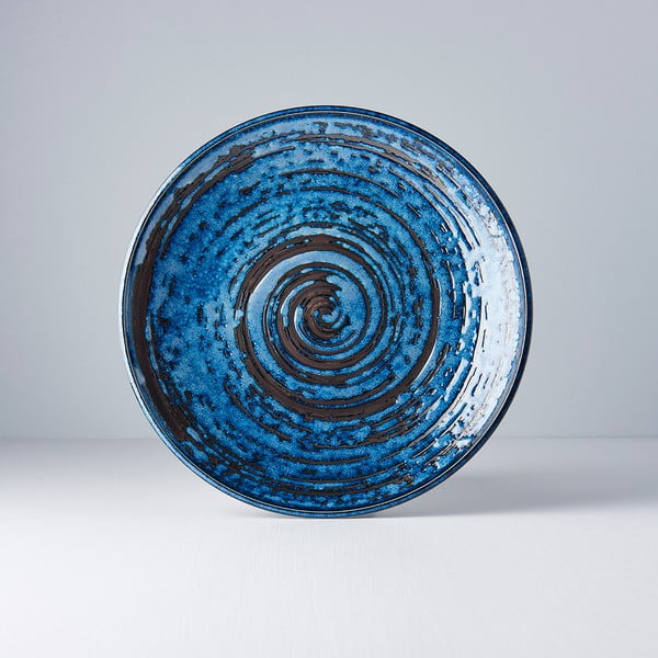 Modrý keramický talíř MIJ Copper Swirl, ø 25 cm-image-1