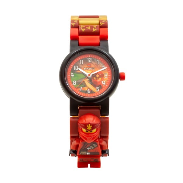 Červené náramkové hodinky se skládacím řemínkem a minifigurkou LEGO® NINJAGO Kai-image-2