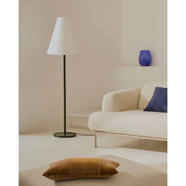 Tmavě zelená stojací lampa s textilním stínidlem (výška 153 cm) Navat – Kave Home-image-3