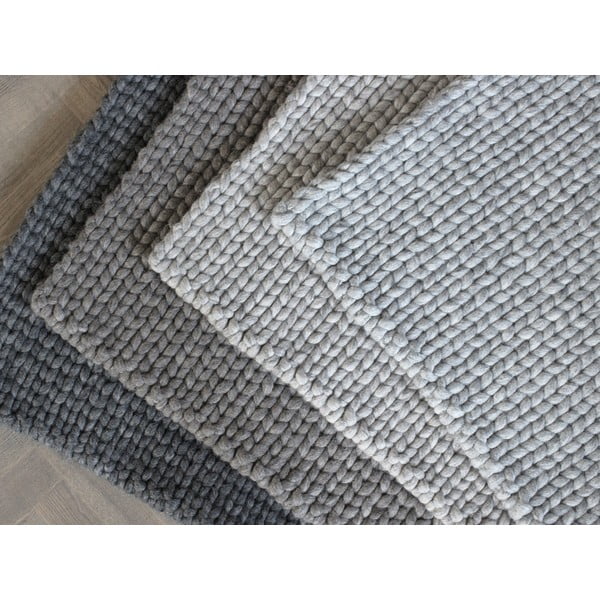 Antracitový pletený vlněný koberec Wooldot Braided Rugs, 170 x 240 cm-image-2
