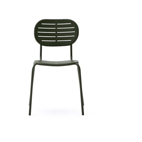 Tmavě zelená kovová zahradní židle Brai – Kave Home-image-2
