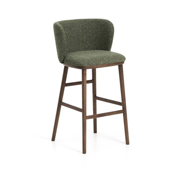Tmavě zelená čalouněná barová židle (výška sedáku 75 cm) Ciselia – Kave Home