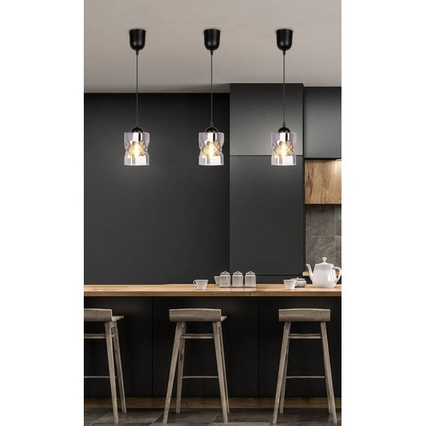 Černé závěsné svítidlo se skleněným stínidlem ø 10 cm Felis – Candellux Lighting-image-1