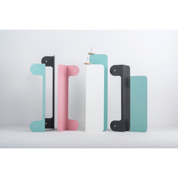 Nástěnná zelená police z oceli s detailem z dubového dřeva se 2 háčky Gazzda Hook, délka 60 cm-image-4