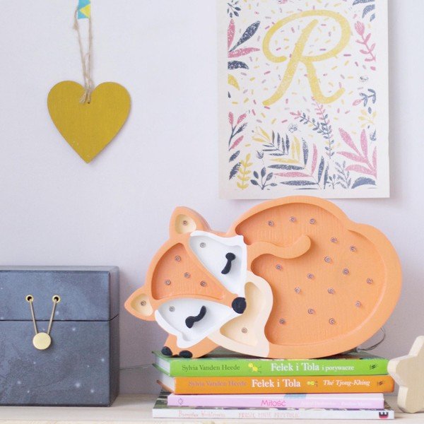 Oranžová stolní lampa z borovicového dřeva Little Lights Fox Wild, délka 31 cm-image-3