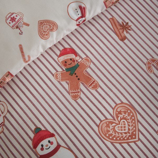 Povlečení na jednolůžko v přírodní barvě 135x200 cm Christmas Gingerbread Stripe – Catherine Lansfield-image-4