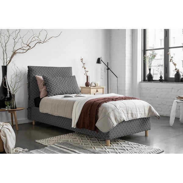 Šedá čalouněná jednolůžková postel s roštem 90x200 cm Sleepy Luna – Miuform-image-1