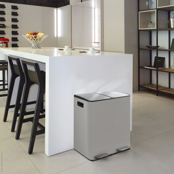 Taupe ocelový odpadkový koš 2x20 l na tříděný odpad/nášlapný   Aliya – Spirella-image-1