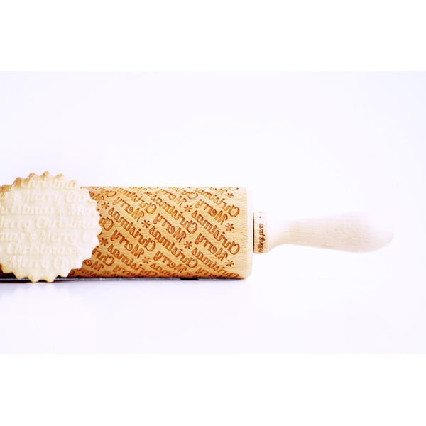 Dřevěný vánoční embosovaný váleček na těsto Valek Merry Christmass-image-2