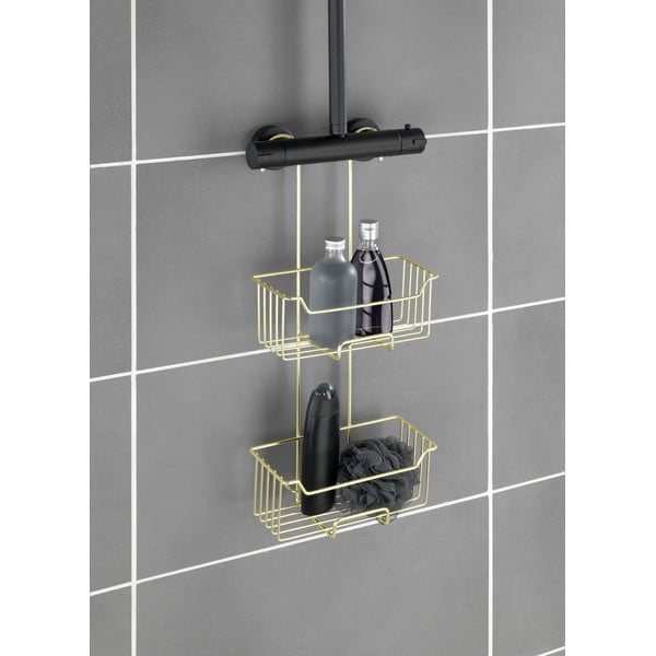 Závěsná koupelnová polička z nerezové oceli ve zlaté barvě Milo – Wenko-image-3