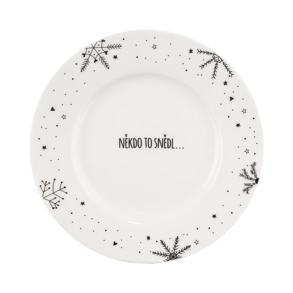 Bílý servírovací porcelánový talíř s vánočním motivem ø 20 cm – Dakls