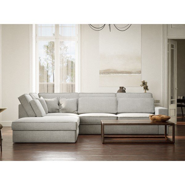 Světle šedá žinylková rohová pohovka (levý roh/do L) Kirou – Maison de Rêve-image-4