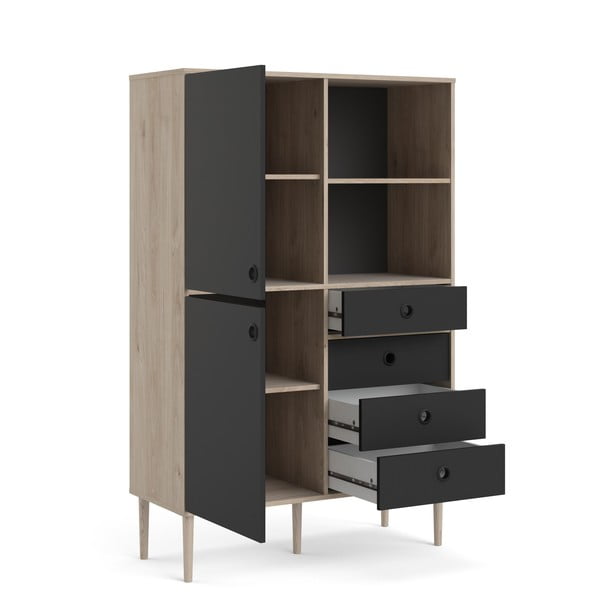 Černá knihovna s hranou v dekoru dubu 99x154 cm Rome - Tvilum-image-3