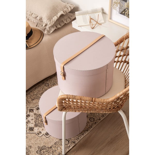 Světle růžové kartonové úložné boxy v sadě 2 ks s víkem ø 37,5x25 cm Rut Restore Paper Laminate – Bigso-image-2