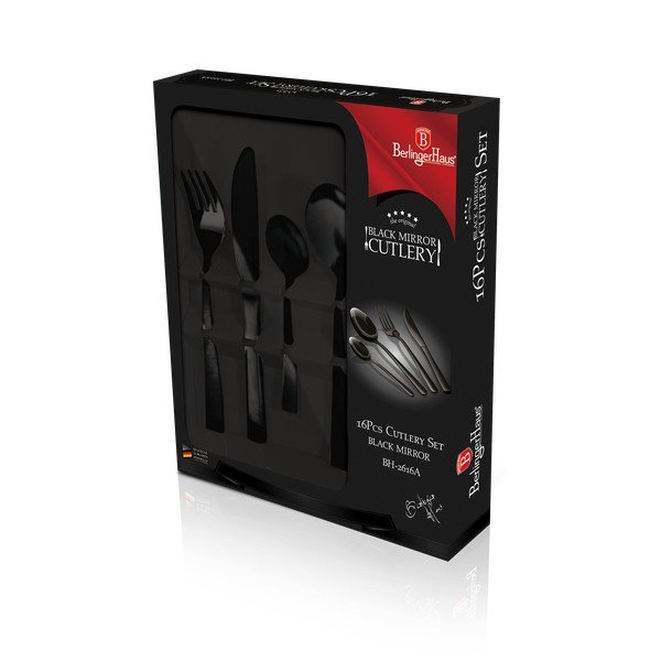 Černý nerezový příbor 16 ks Black Mirror Collection - BerlingerHaus-image-1