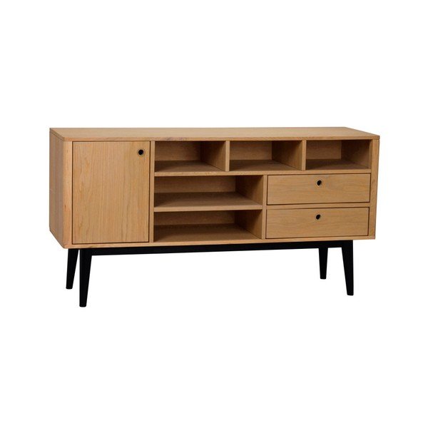 Komoda v dubovém dekoru s černými nohami Rowico Vienna, délka 150 cm