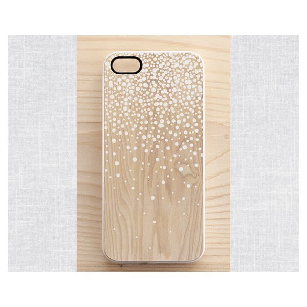 Obal na iPhone 5, Wood&Snow Dots/white