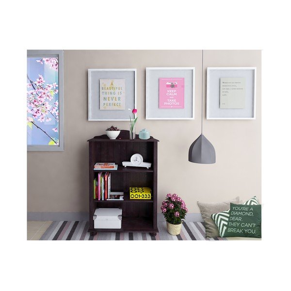 Hnědá knihovna z borovicového dřeva 77x116 cm Ella – Støraa-image-1
