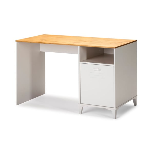 Bílý psací stůl s hnědou deskou Marckeric Zack-image-1