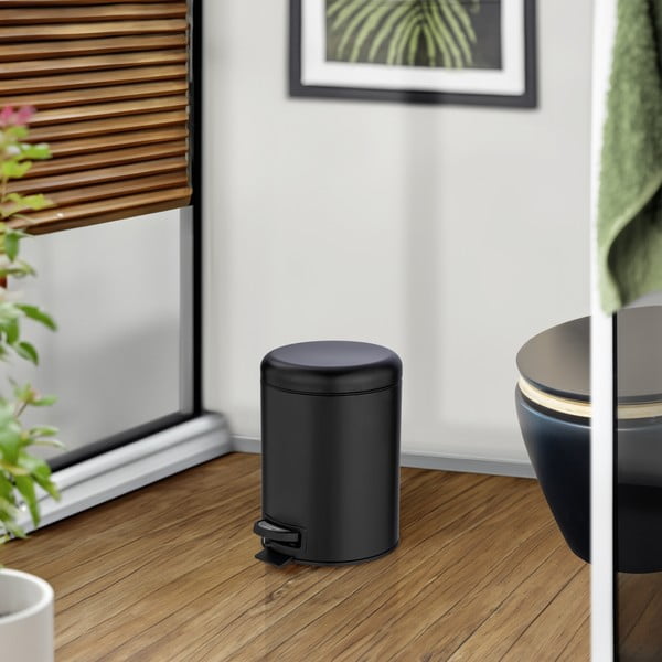 Černý odpadkový koš Wenko Leman, 5 l-image-1