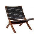 Černé kožené křeslo s výpletem Perugia - House Nordic