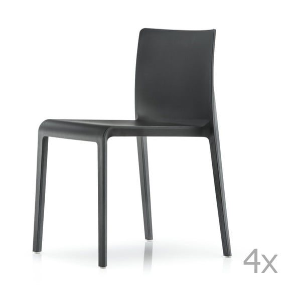 Sada 4 černých jídelních židlí Pedrali Volt