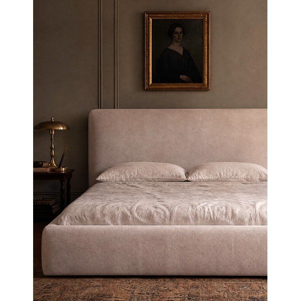Béžová čalouněná dvoulůžková postel s úložným prostorem s roštem 160x200 cm Colonel – Cosmopolitan Design-image-3