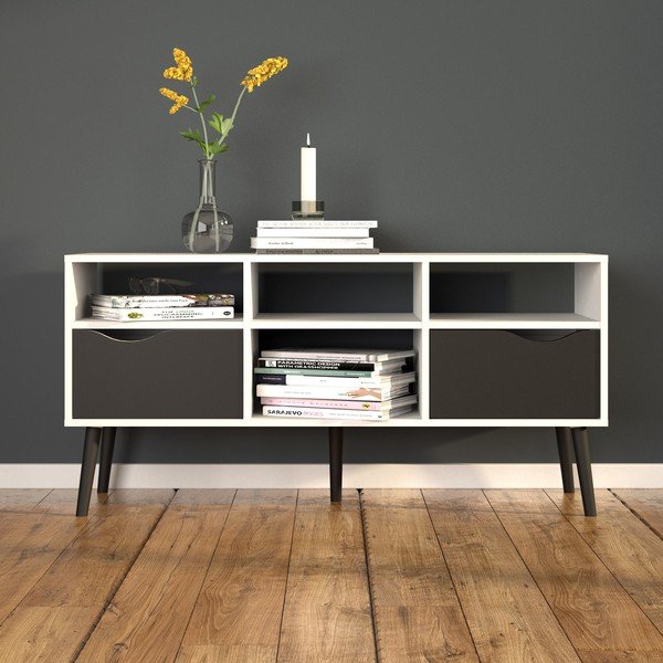 Černo-bílý TV stolek Tvilum Oslo, 117 x 57 cm-image-1