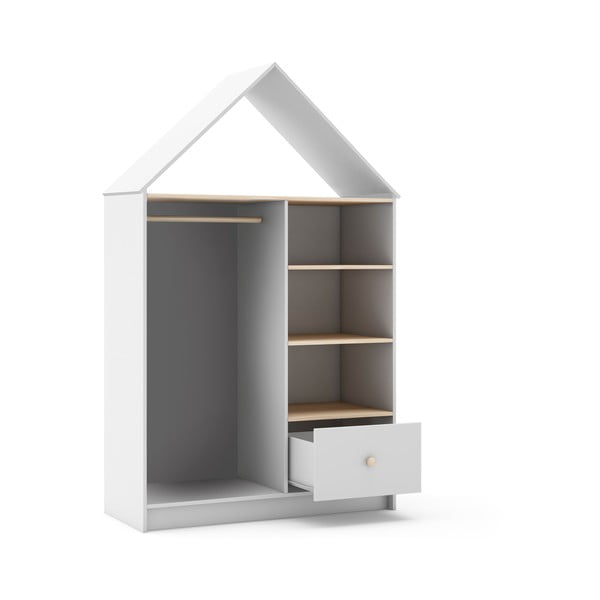 Bílá otevřená dětská šatní skříň 110x180 cm Estefania – Marckeric-image-3