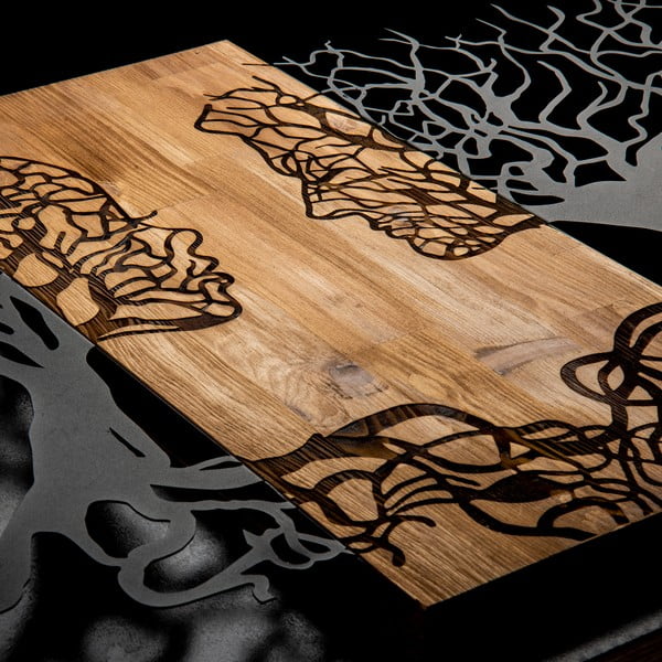 Dřevěno-kovová nástěnná dekorace 92x58 cm Tutku – Wallity-image-4