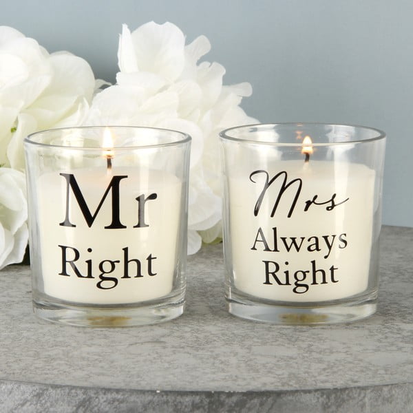 Sada 2 svíček s vůní bavlny Amore Mr. Right and Mrs. Always Right, 18 hodin hoření
