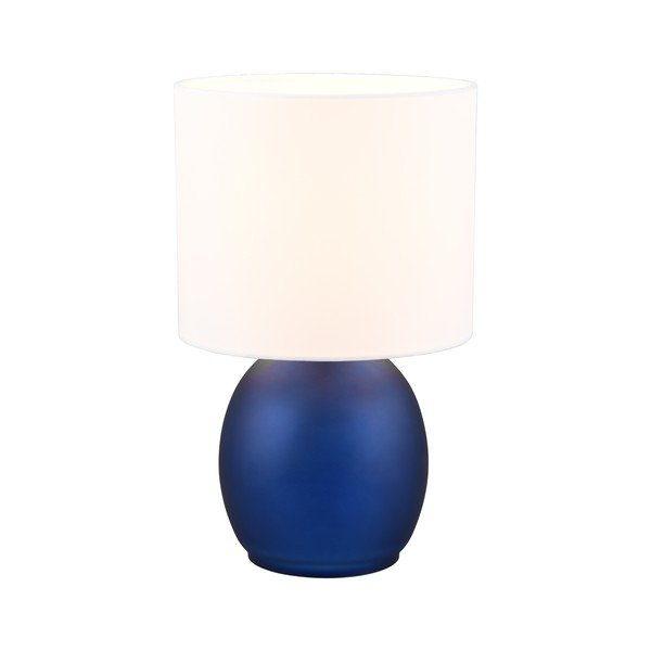 Bílo-modrá stolní lampa s textilním stínidlem (výška 29 cm) Vela – Trio-image-2