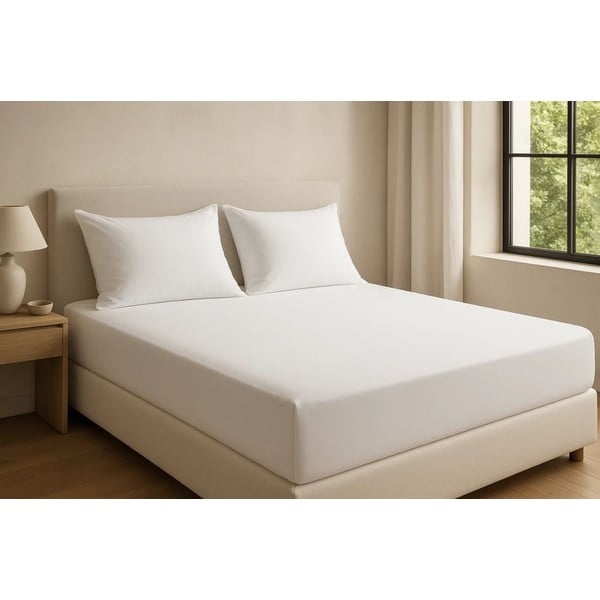 Bílé napínací prostěradlo z bavlny Renforcé 200x140 cm Ranforce – Mila Home Luxury-image-2