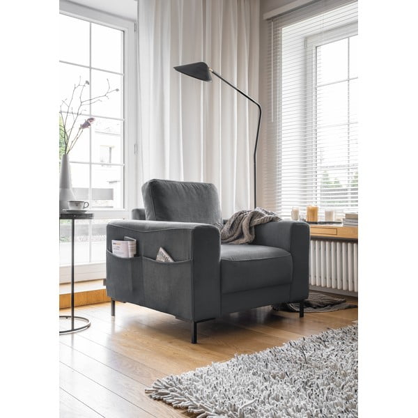 Tmavě šedé manšestrové křeslo Lofty Lilly – Miuform-image-2