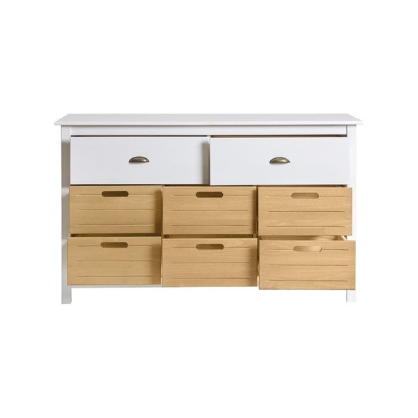 Bílá komoda z masivního borovicového dřeva s 8 zásuvkami Marckeric Ibiza-image-3